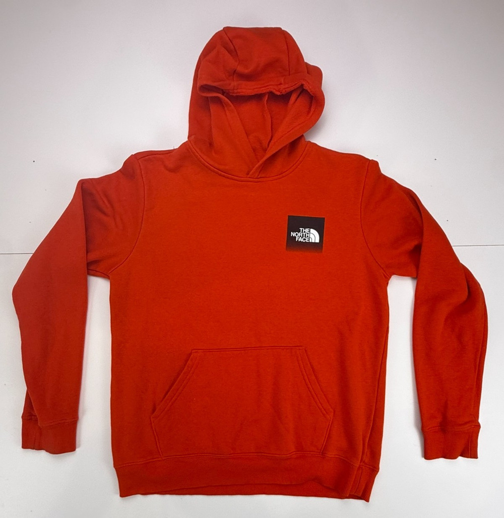 The North Face Boys XL 14/16 Camp Fleece Hoodie Orange Box Logo Pullover